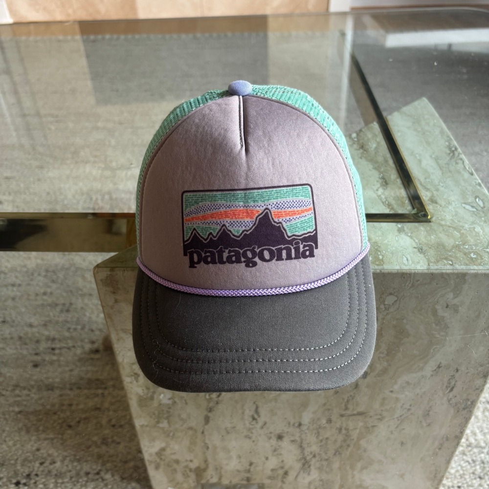 Patagonia Trucker Hat Unisex OSFM Grey Lavender Mint Excellent Mesh Snapback